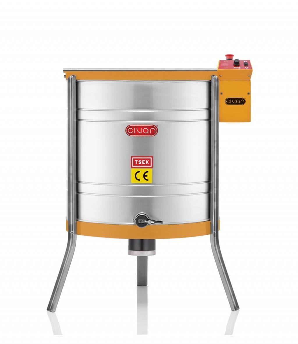 40059 6'lı Motorlu Yatarlı Bal Süzme Makinesi (12V/220VDevir Kontrollü) (304) (TSEK-230 Belgeli)