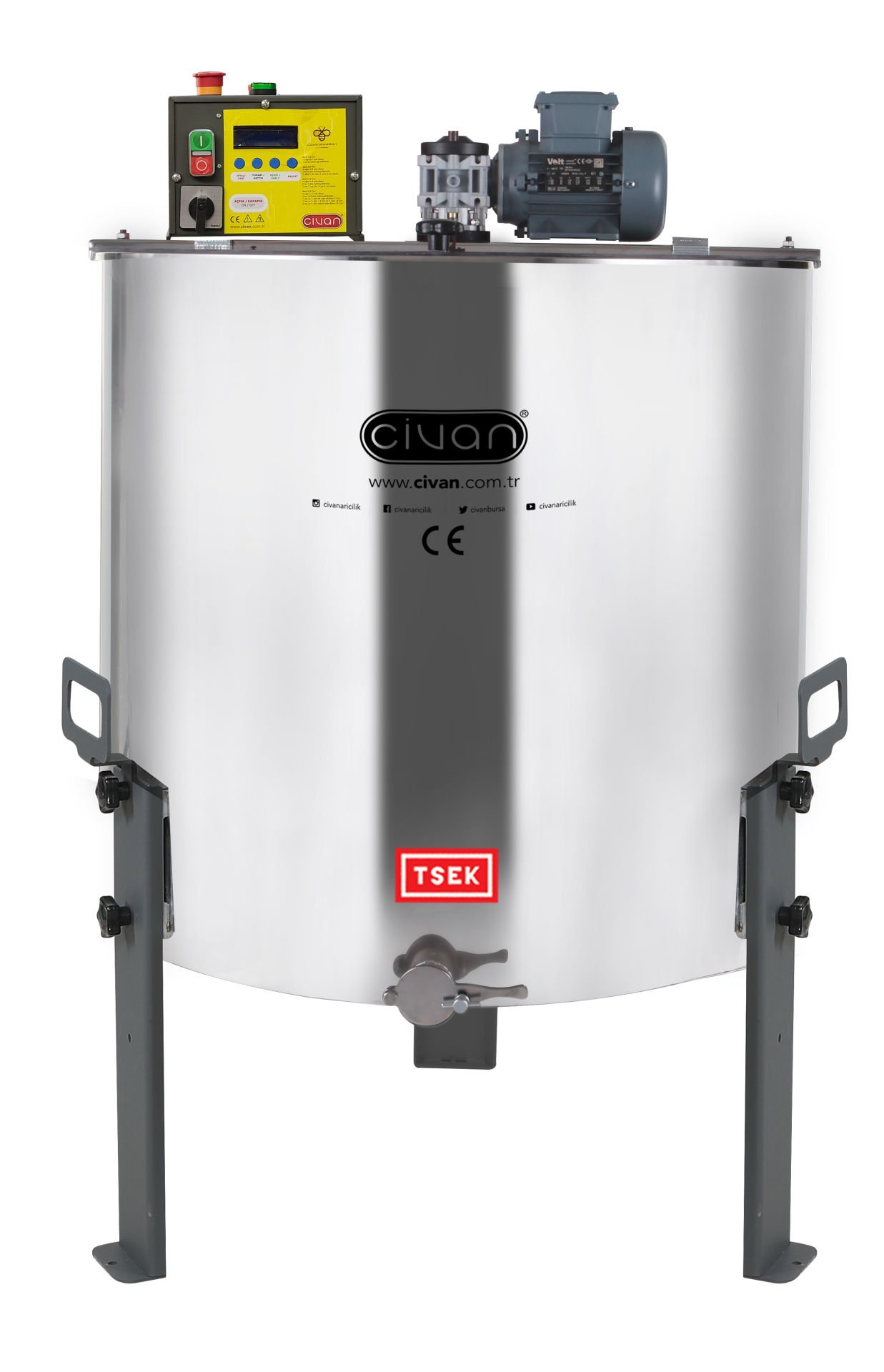 40058AX 6'lı Motorlu Yatarlı Bal Süzme Makinesi (Kontrol Programlı) (304) (CEP TELEFONU İLE PROGRAMLANABİLME)